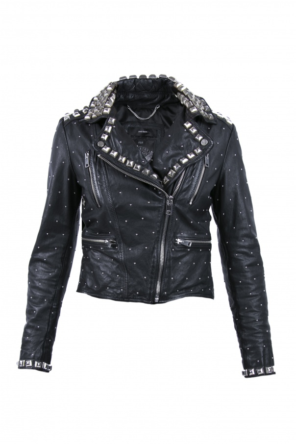 Diesel studded outlet leather jacket